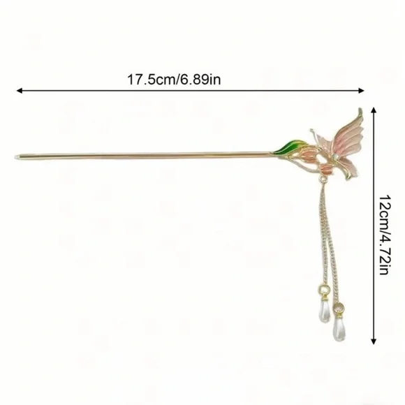 Elegant Pink Butterfly Hair Stick - Picture 3 of 3